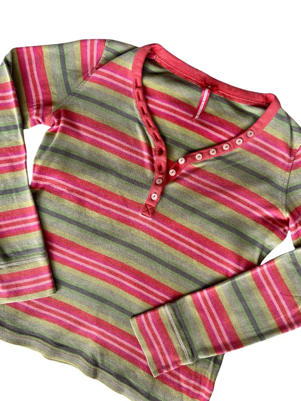 🌷 100% Cotton Henley Button Long Sleeve Tee Cottagecore Girls Sz 10